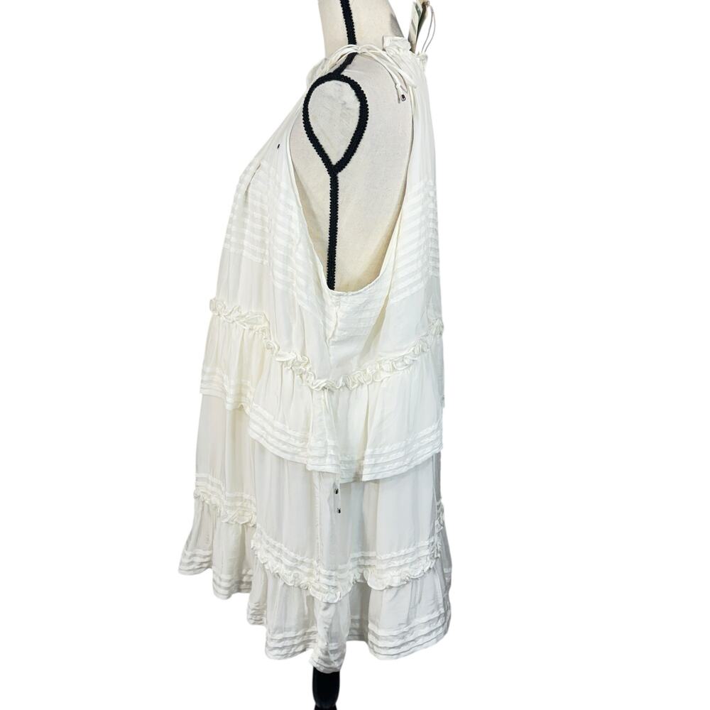 Anthropologie Let Me Be 1X-Large Halter Mini Dress Tiered Tie Shoulder Ruffled - Picture 10 of 16